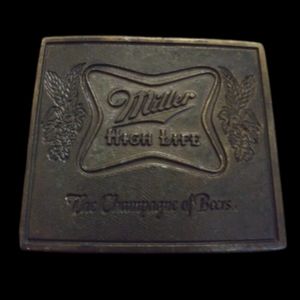 Vintage Miller BEER Men's Brass Belt Buckle
